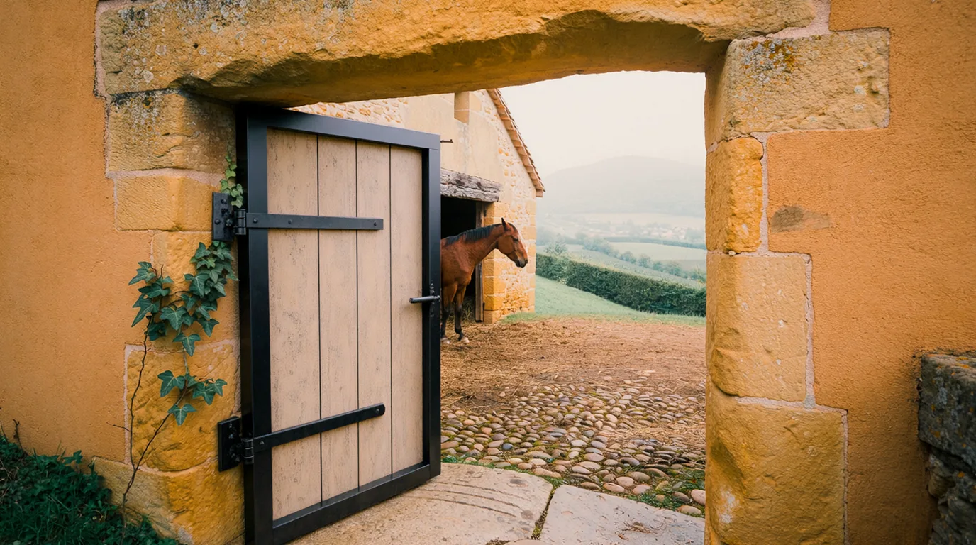 Entrée, Les Écuries de Rossinante, centre équestre à Chalain-le-Comtal