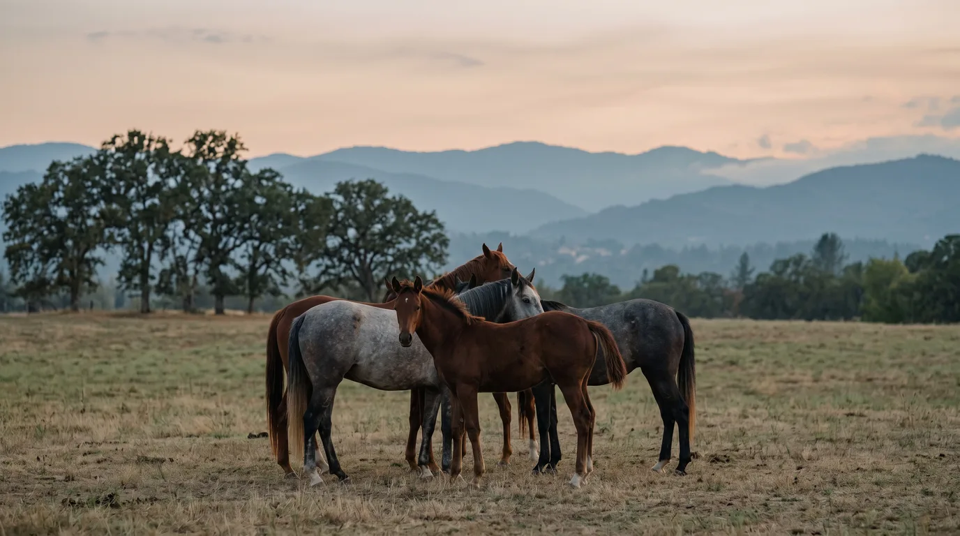 Chevaux en liberté, Les Écuries de Rossinante, Loire
